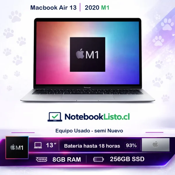 Apple Macbook Air 13'' 2020 M1 - 8 Gb 256 Ssd Gris (Usado)
