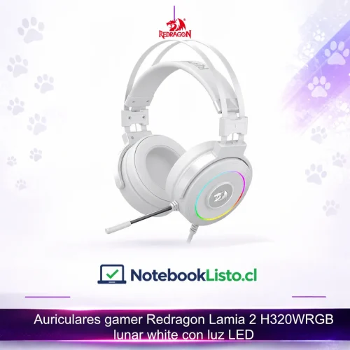 Auriculares gamer Redragon Lamia 2 H320WRGB lunar white con luz LED (Nuevo con caja abierta)