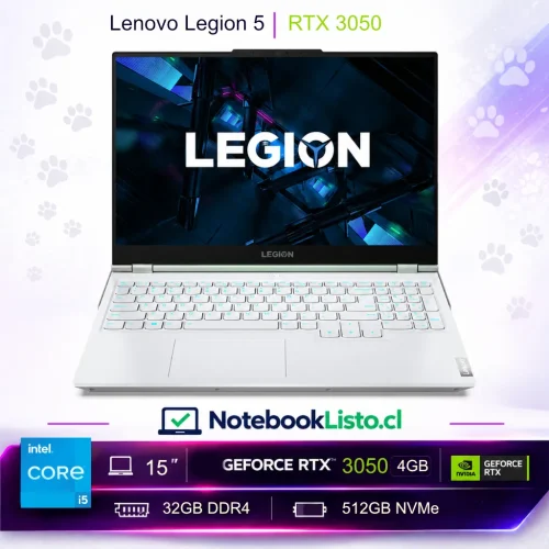 Notebook Lenovo Legion 5 15 I5 32gb 512gb Rtx 3050 Blanco (Nuevo con caja abierta)