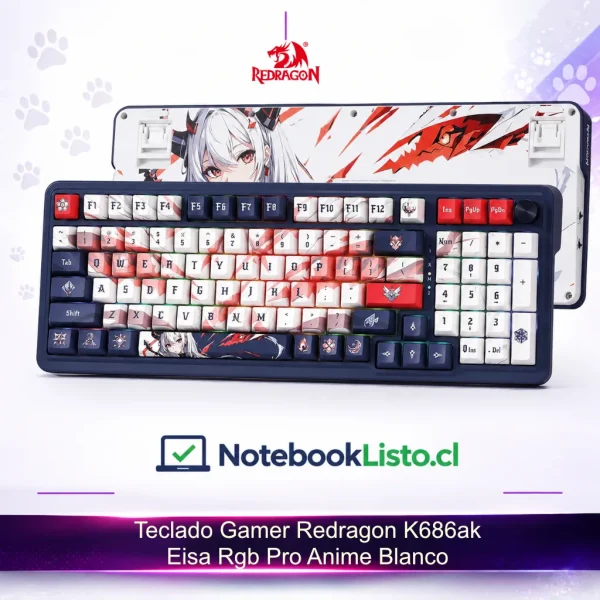 Teclado Gamer Redragon K686ak Eisa Rgb Pro Anime Blanco (nuevo caja abierta)