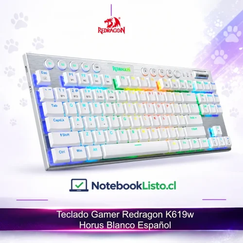 Teclado Gamer Redragon K619w Horus Blanco Español