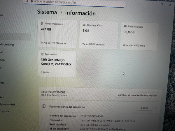 Notebook Asus Rog Strix G16 Core I9 32ddr5 512ssd Rtx 4060
