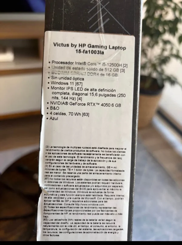Hp Victus 15 I5 12a Gen Rtx 4050 24gb Ram Ssd 512gb (Nuevo con caja abierta)
