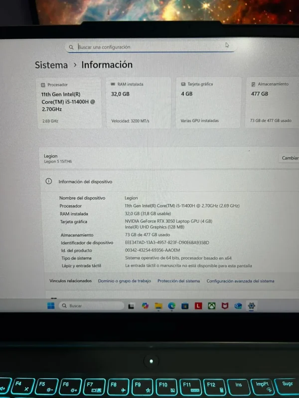 Notebook Lenovo Legion 5 15 I5 32gb 512gb Rtx 3050 Blanco (Nuevo con caja abierta)