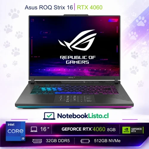 Notebook Asus Rog Strix G16 Core I9 32ddr5 512ssd Rtx 4060