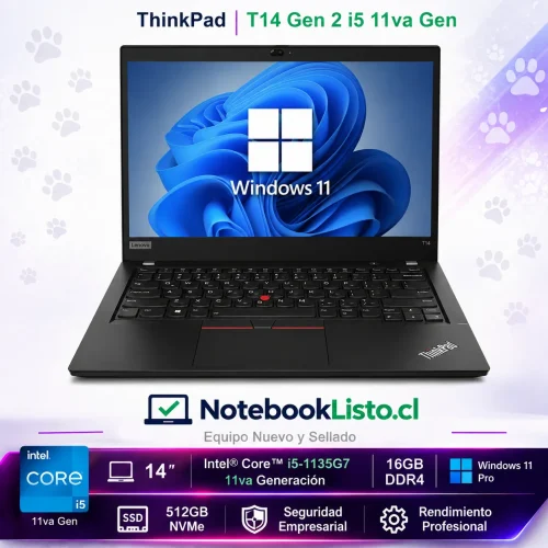 Notebook Lenovo Thinkpad T14 G2 I5 11va, 16gb, 512gb (Usado)