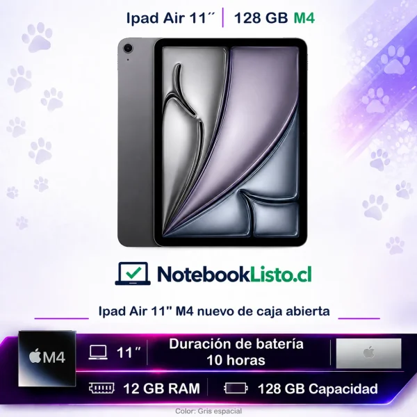 Ipad 11 M4 128 gris espacial Ipad Air 11 M4 Wifi 12GB RAM 128GB almacenamiento Color Gris Espacial (Nuevo con caja abierta)