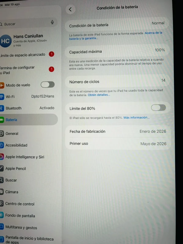 WhatsApp Image 2026-09-02 at 20.40.07 (2) Ipad Air 11 M4 Wifi 12GB RAM 128GB almacenamiento Color Gris Espacial (Nuevo con caja abierta)